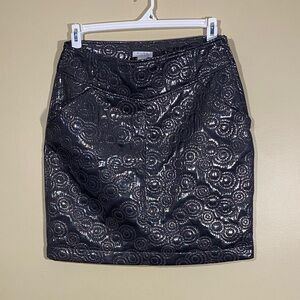 ALFRED SUNG Glossy Dark Pencil Skirt circles flash shine lined 12 pockets